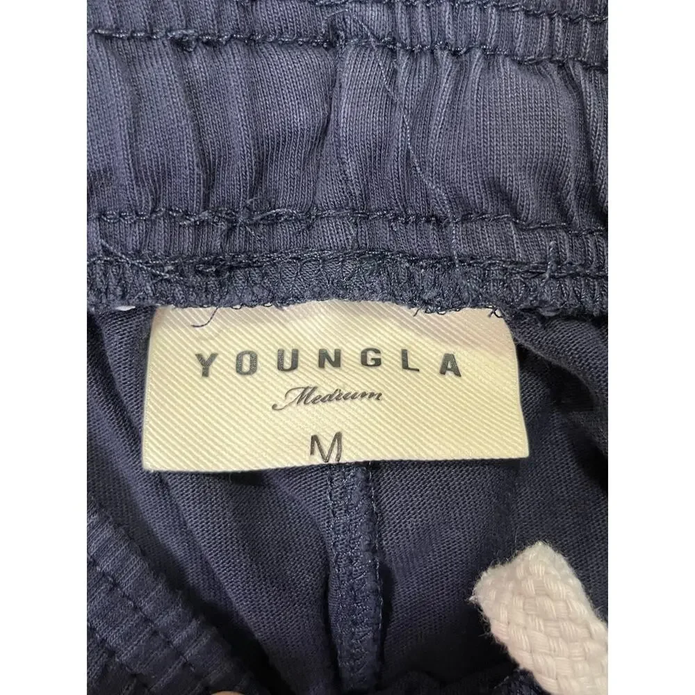 YoungLA M Navy Jogger Sweatpants Tapered Athletic Gym Streetwear Lounge Pants